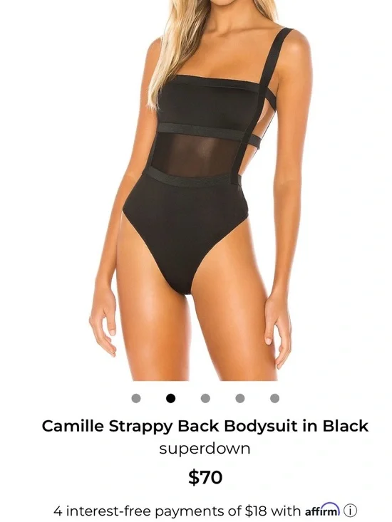 superdown Black Strappy Mesh Panel Bodysuit - Picture 1 of 2